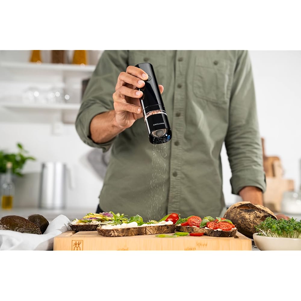ZWILLING "Enfinigy Electric Mill Black" Salt Pepper Mill Rechargeable Coarseness Adjustable [Authorized Japanese Product] Enfinigy 53103-701