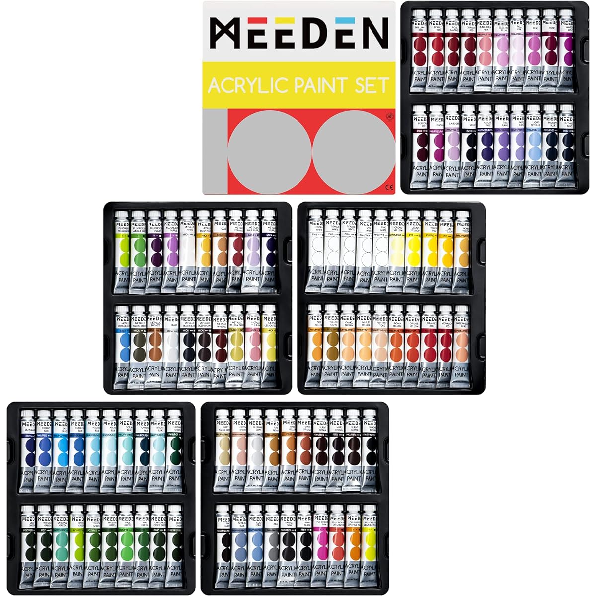 MEEDEN Heavy Body Acrylic Paint Sets, 100 Colors Acrylic Paint Tubes, Non-toxic 0.41 fl Oz /12ml Acrylic Paints for Adults, Beginners