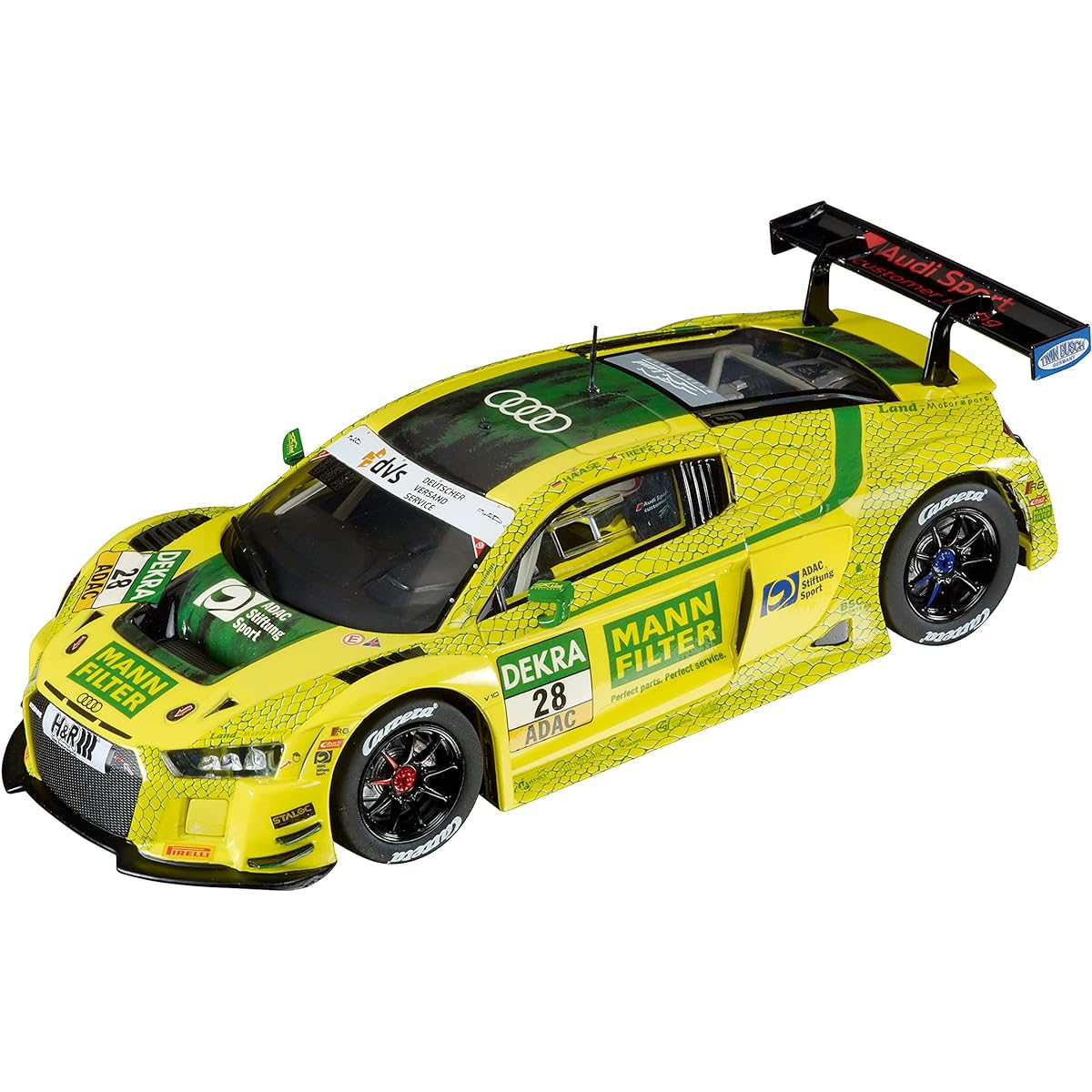 Carrera 31027 Audi R8 LMS GT3 Mann-Filter Land Motorsport No.28 1:32 Scale Digital Slot Car Racing Vehicle Digital Slot Car Race Track