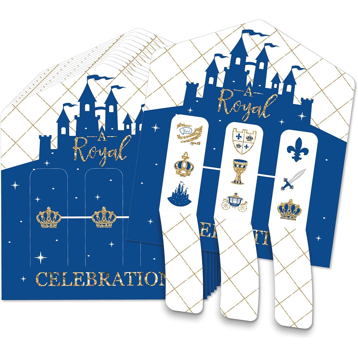 Big Dot of Happiness Royal Prince Charming - Baby Shower or Birthday Party Game Pickle Card - Pull Tab 3" - Set of 12