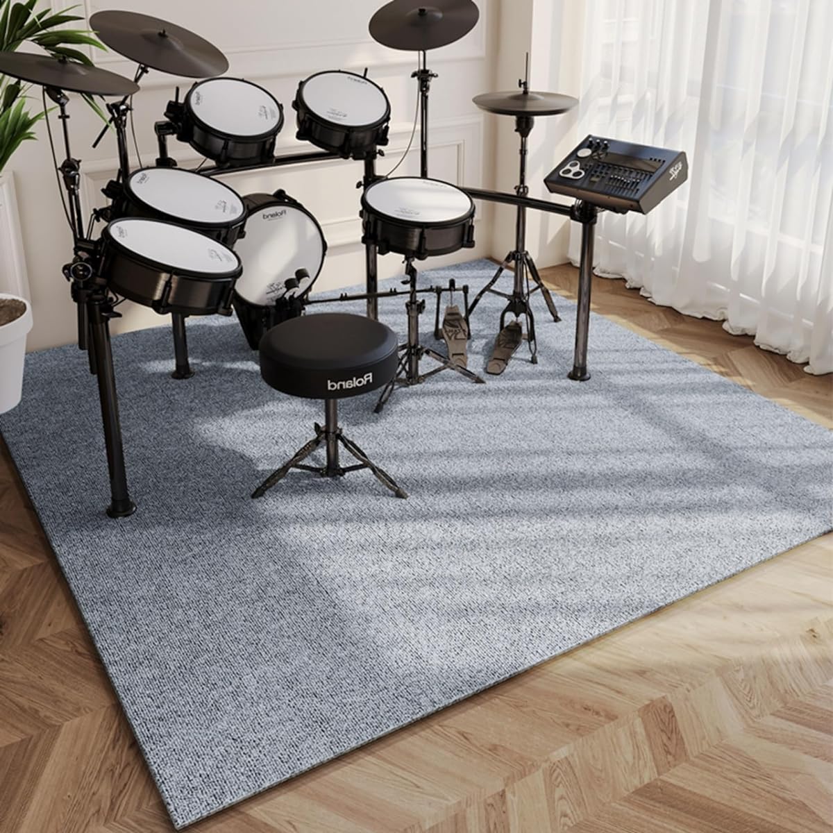 Piano Soundproof Carpet, TPE, Plain, Piano Mat, Rug, Free Cut, 6mm Thick, Living Room Mat, Furniture Protection Pad, Foot Mat, Large, Scratch Prevention, Non-Slip, Noise Control, Anti-Vibration, 200*200cm, Percussion, Gift, Chair, Interior