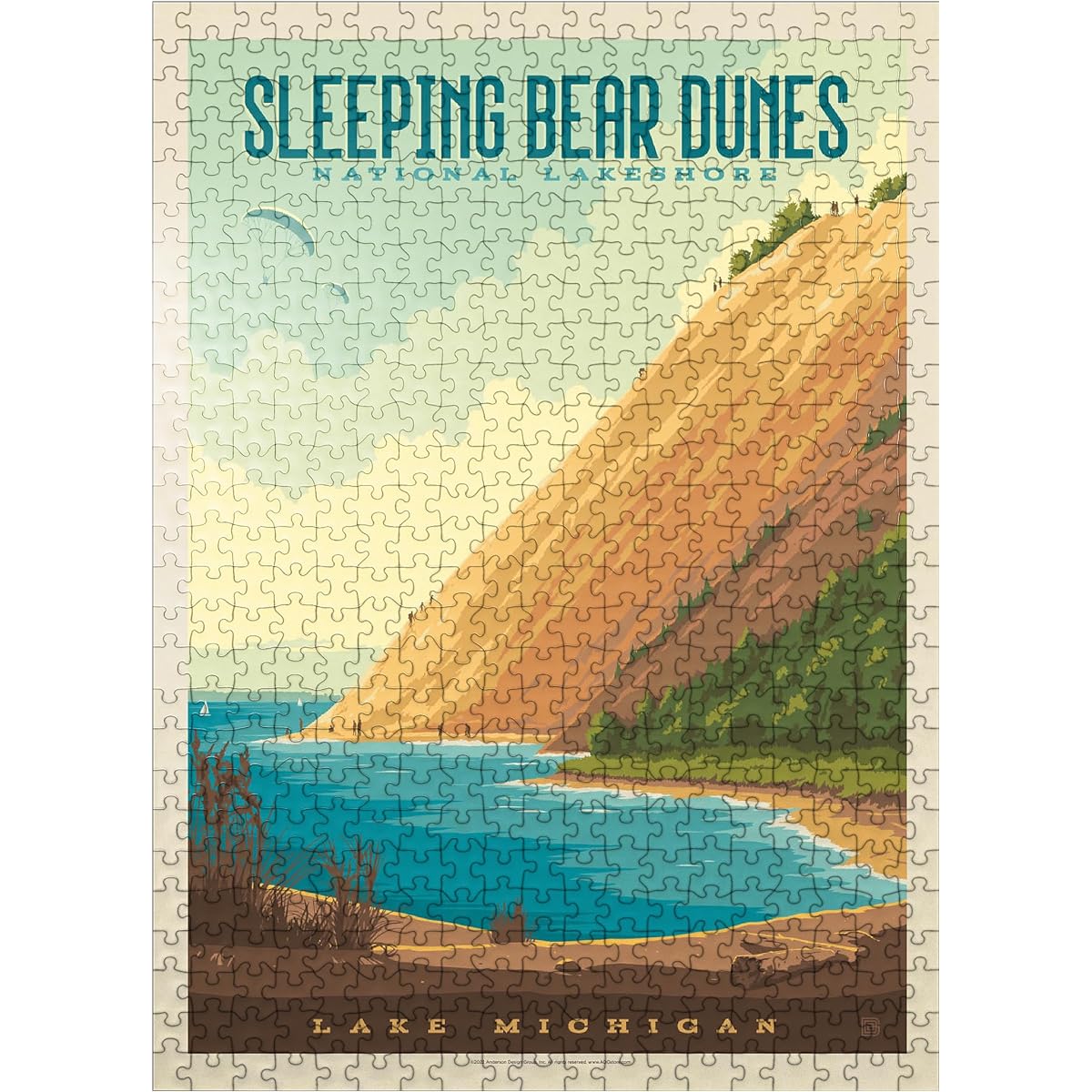 Sleeping Bear Dunes National Lakeshore, Vintage Poster - Premium 500 Piece Jigsaw Puzzle - Made in the USA