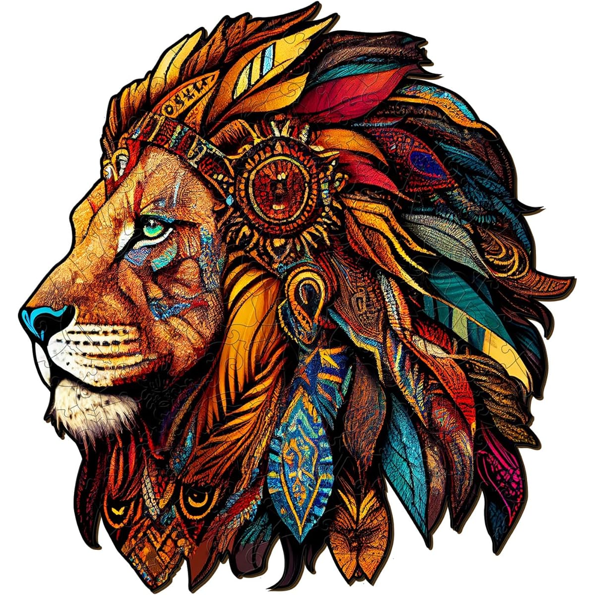 KAAYEE Wooden Jigsaw Puzzle - Wooden Puzzle for Adults Unique Shape Advanced Wooden Jigsaw Puzzle for Adults Family Puzzle (Lion King)