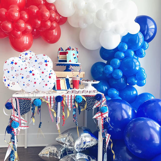 140pcs Red White Blue Balloon Garland Arch Kit with Star Foil Balloons for Birthday Baby Shower Party Decorations 4th of July Veterans Memorial Independence Day American Party Supplies