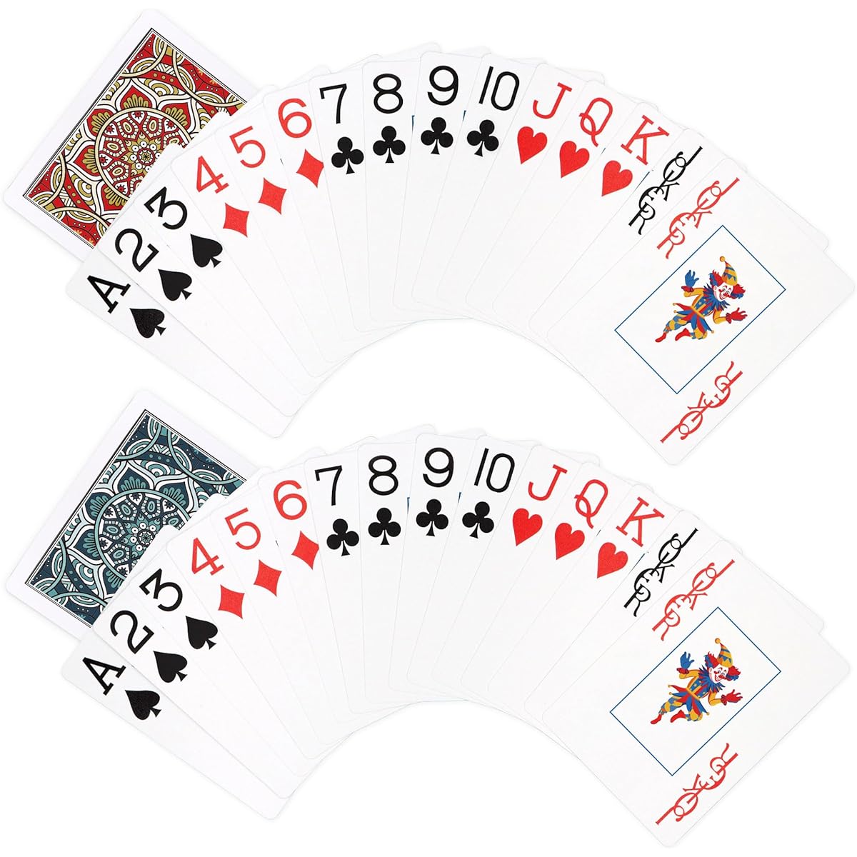 Metsyth Plastic Playing Cards 2 Pack Waterproof Poker Cards Jumbo Large Print Playing Cards for Adults and Seniors Set of 2 Cards Poker Size Cards Professional for Fun Card Games Lake Blue/Red