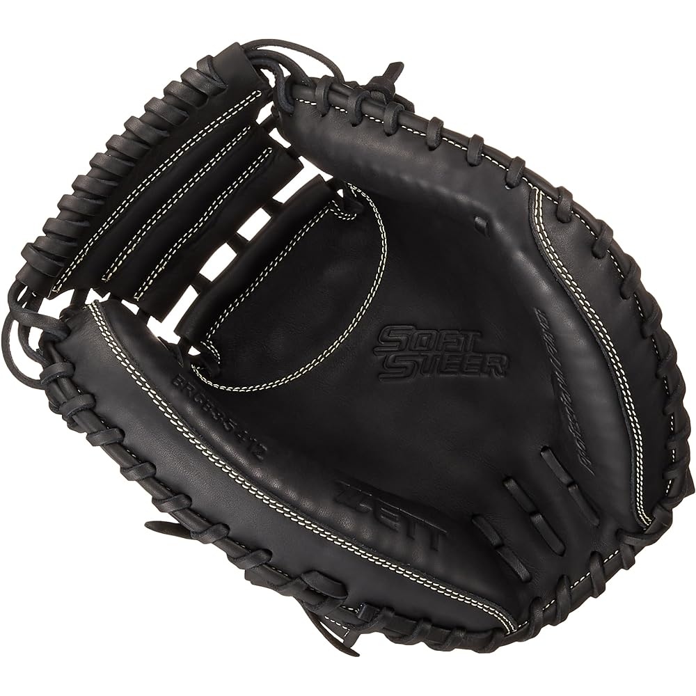 ZETT Soft Baseball Catcher's Mitt, Soft Steer, for Catchers, Right Throwers, BRCB35412