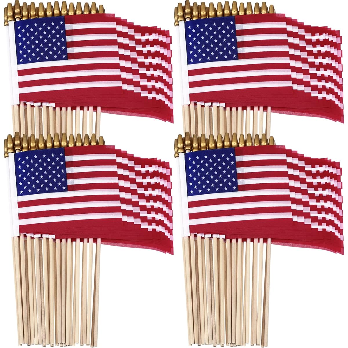 150 Pack Small American Flags on Sticks 5 x 8 Inch Handheld Small United States Flags Mini Handheld Memorial Day Flags with Sturdy Wood Poles and Safety Spear Tips for 4th of July Independence Day Decorations