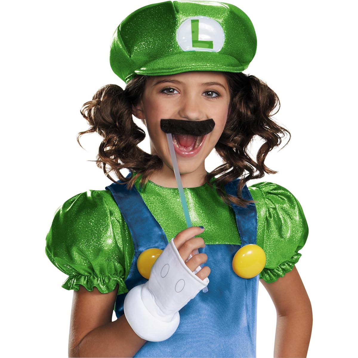 [Disguise] Super Mario Bros: Luigi w/Skirt Child Costume Super Mario Bros:/Skirt Child Costume w Luigi Halloween Size: Small (4-6)
