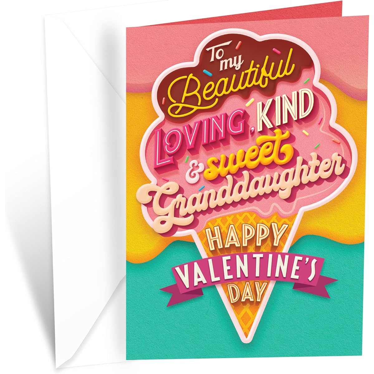 Valentine's Day Card for Granddaughter Prime Greetings Made in the USA Eco-Friendly Heavyweight Card Stock Premium Envelope Included 5" x 7.75" Protective Envelope Included