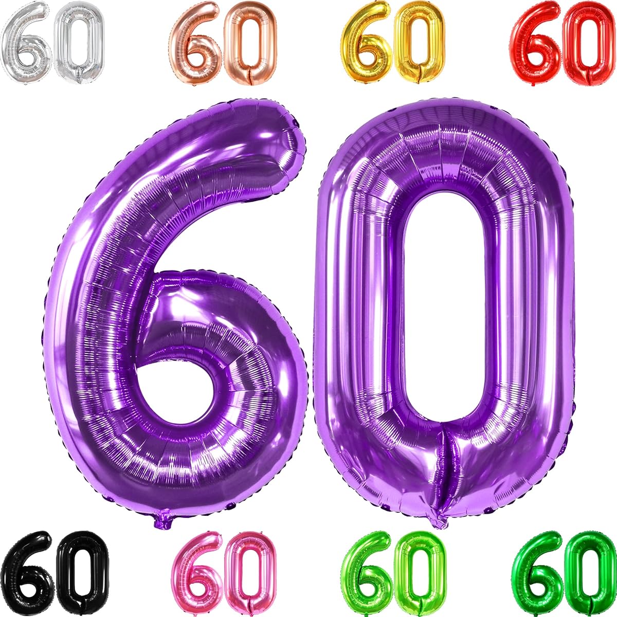 Giant Purple 60 Balloons Number - 40 Inch | 60th Balloons | Purple 60th Birthday Decorations for Women 60th Birthday Balloons | for 60th Birthday Party | 10th Anniversary