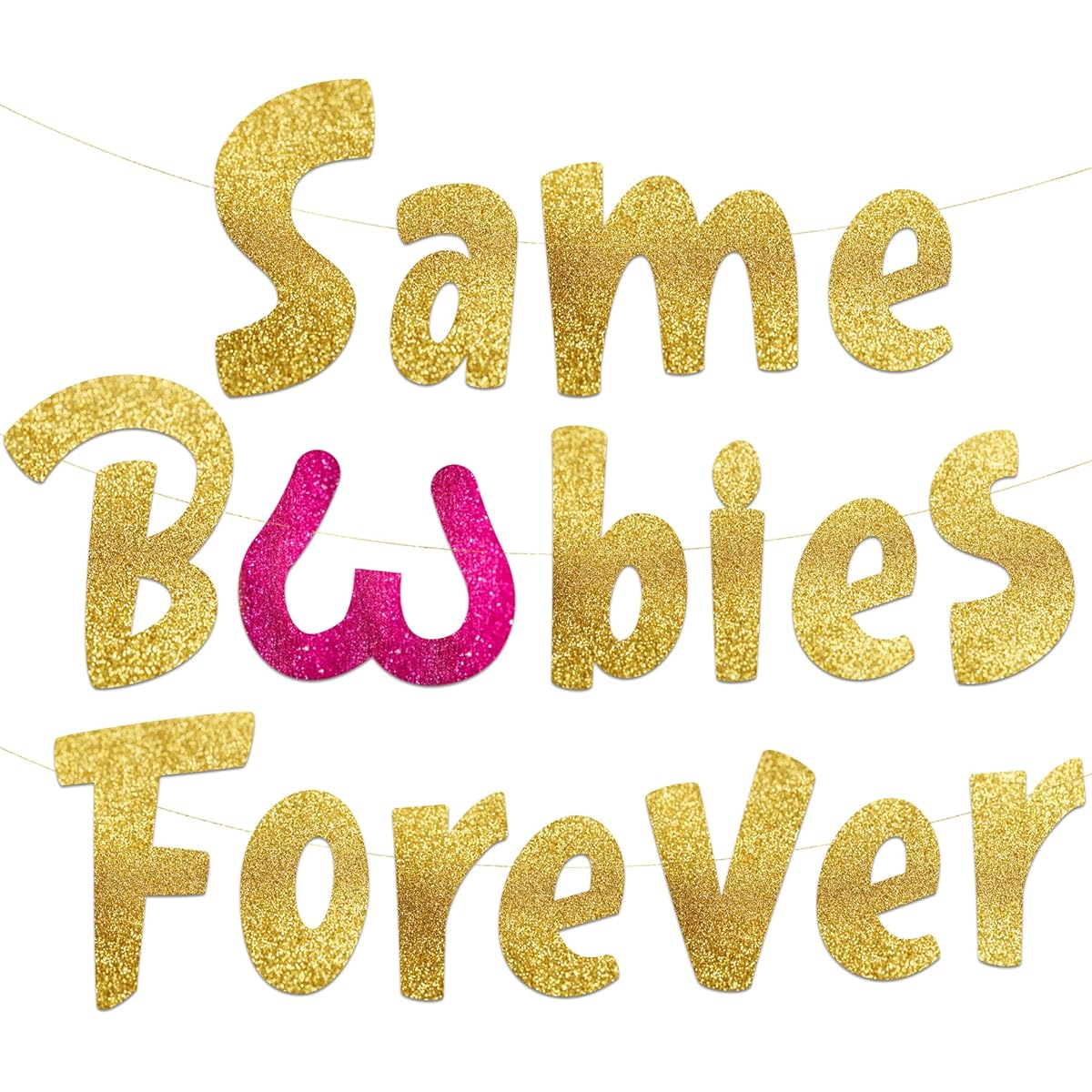 Fun Bachelor Party Gold & Pink Glitter Banner - Lesbian Bachelorette Party Ideas Supplies Gifts Decorations Favors