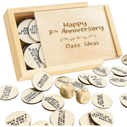 1DFAUL 7th Anniversary Wooden Gifts for Him, Her, Husband, 7th Wedding Anniversary Wooden Gifts, Couple Ideas & Dice Box, Anniversary & Wedding Gifts (7)