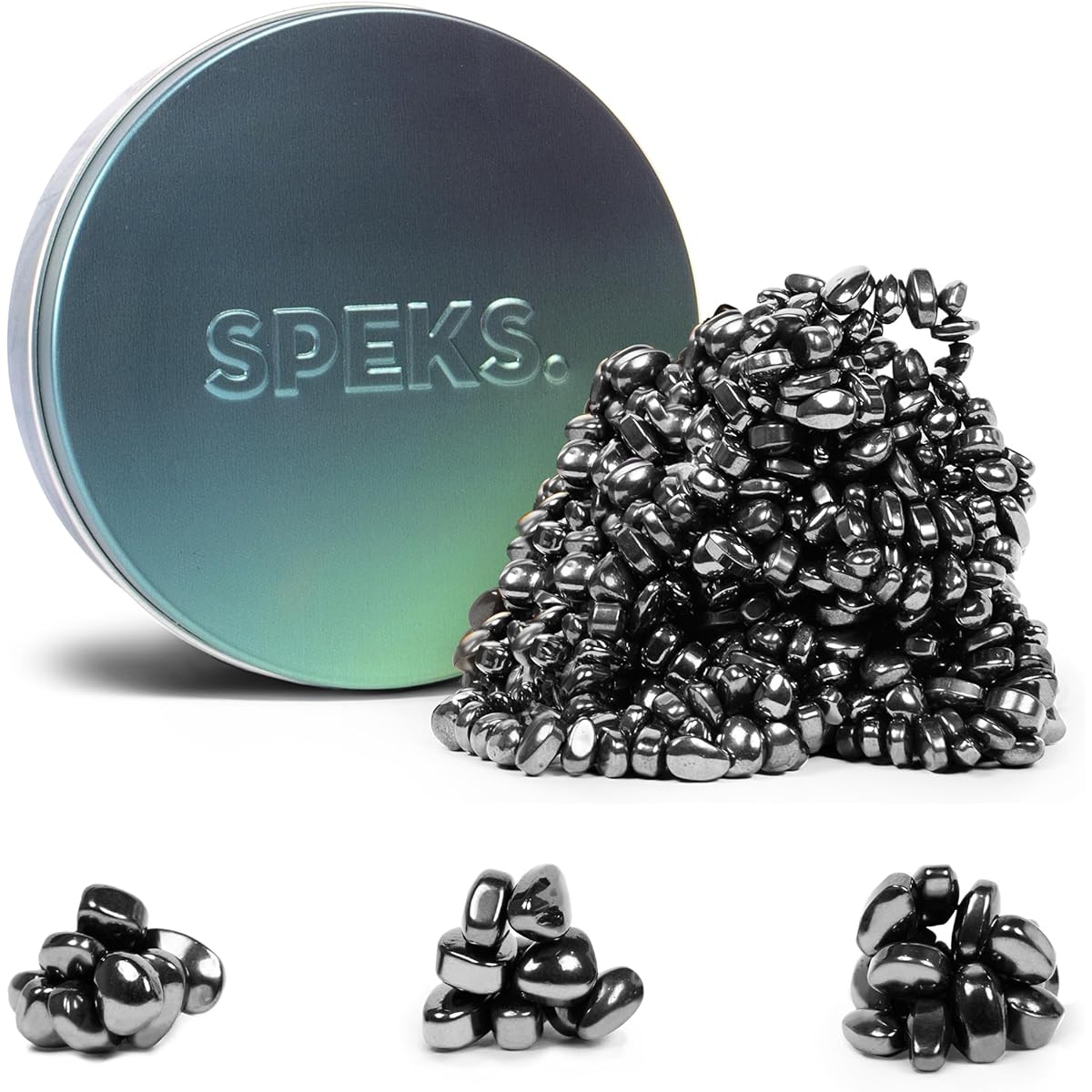 Speks Crags Ferrite Putty | 500+ Smooth Ferrite Stones in a Metal Tin | Fun and Quiet Fidget Toy for Adults ADHD Desk Toy for Office | Tranquility 300g