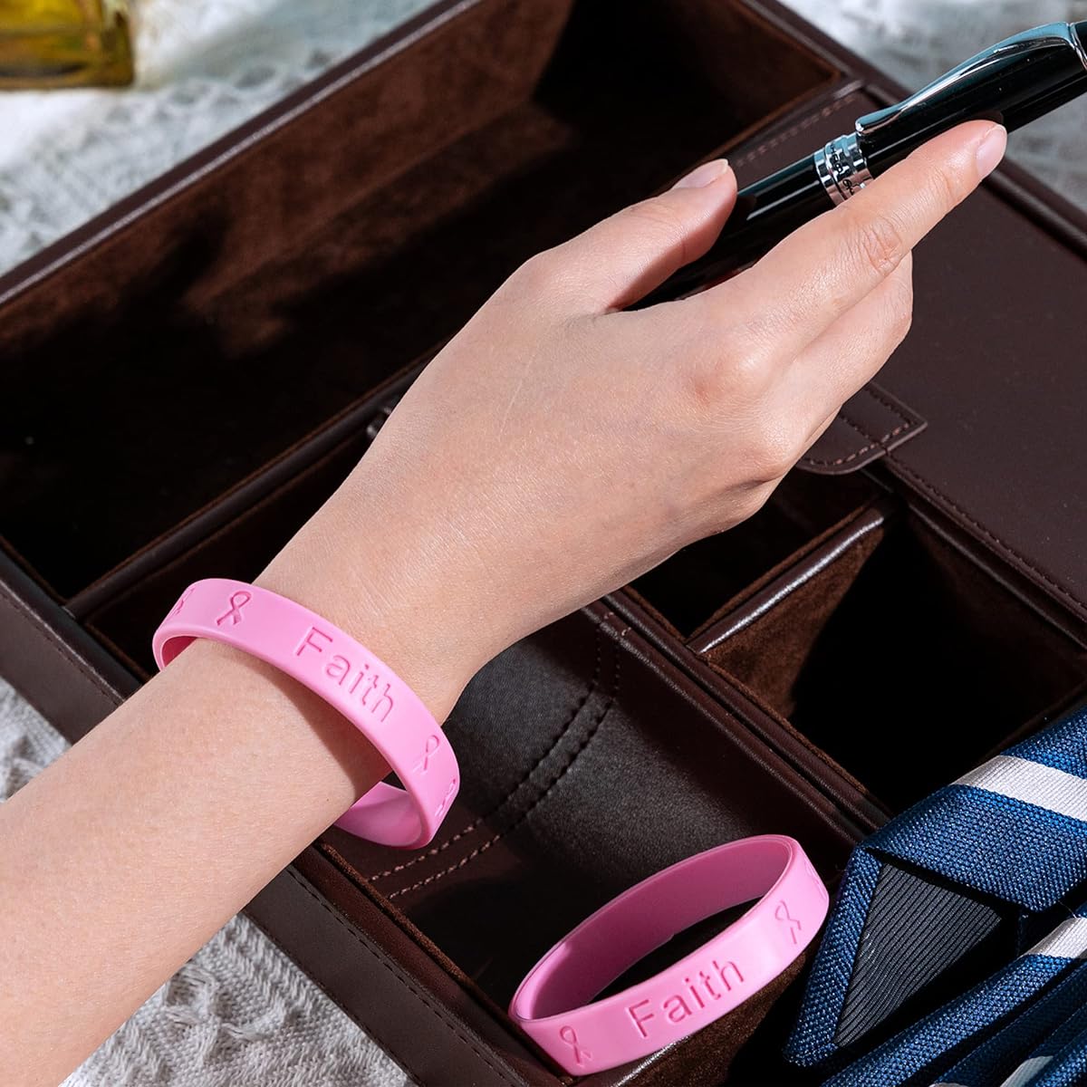 Breast Cancer Awareness Bracelets in a Bag (1 Bracelet - Retail) Adult Pink Silicone