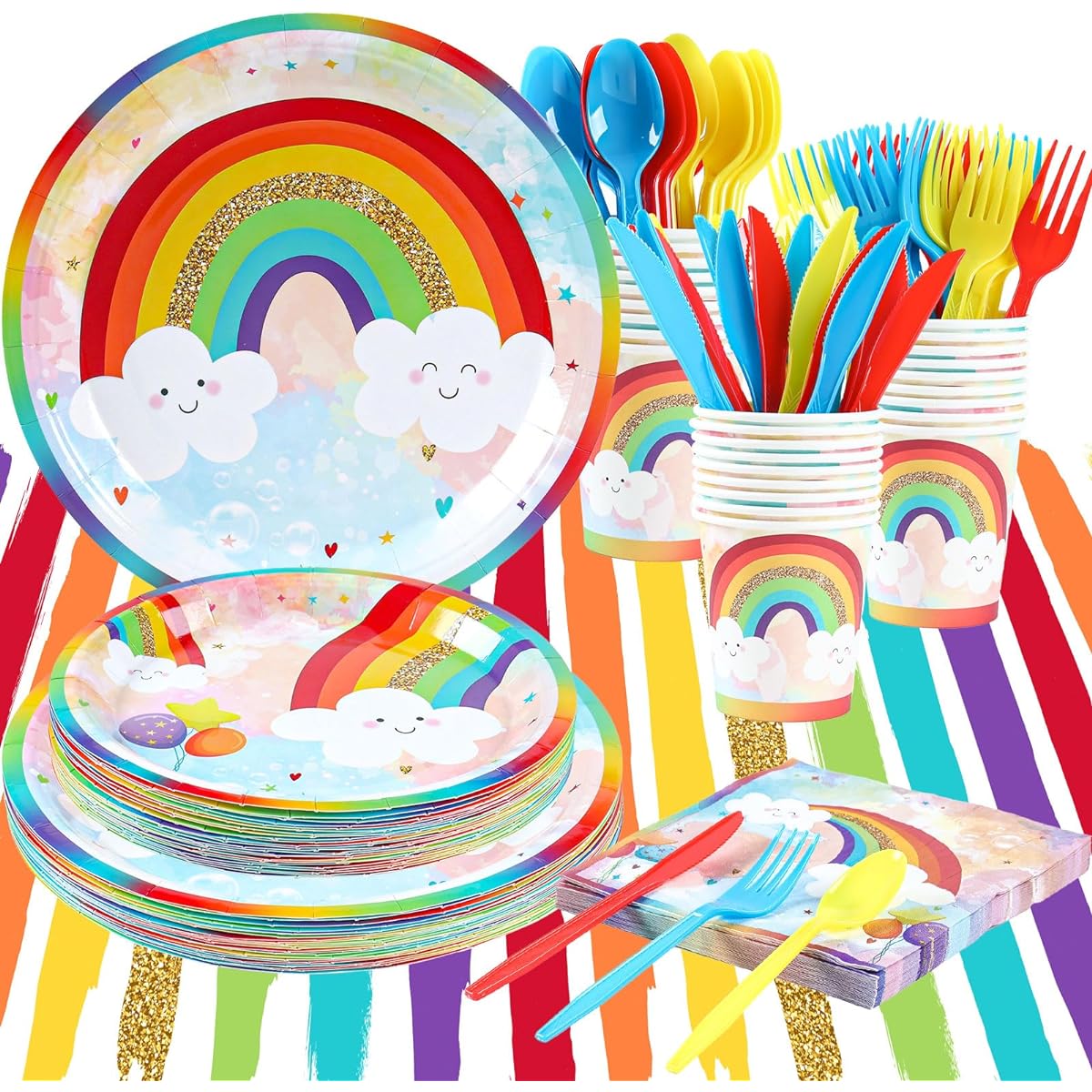 HappyThousands Rainbow Party Supplies Birthday Decorations