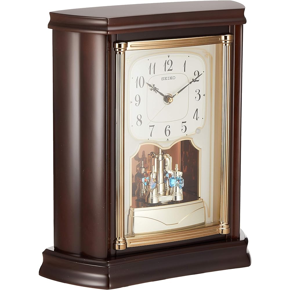 Seiko Clock Table Clock Radio Analog Rotating Decoration Wooden Frame Dark Brown Wood BY233B SEIKO