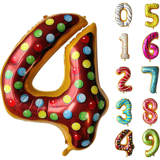 36" Donut Balloons Donut Numbers Birthday Party Decorations Grow Up Aluminum Hanging Foil Film Balloons Wedding Air Mylar Balloons