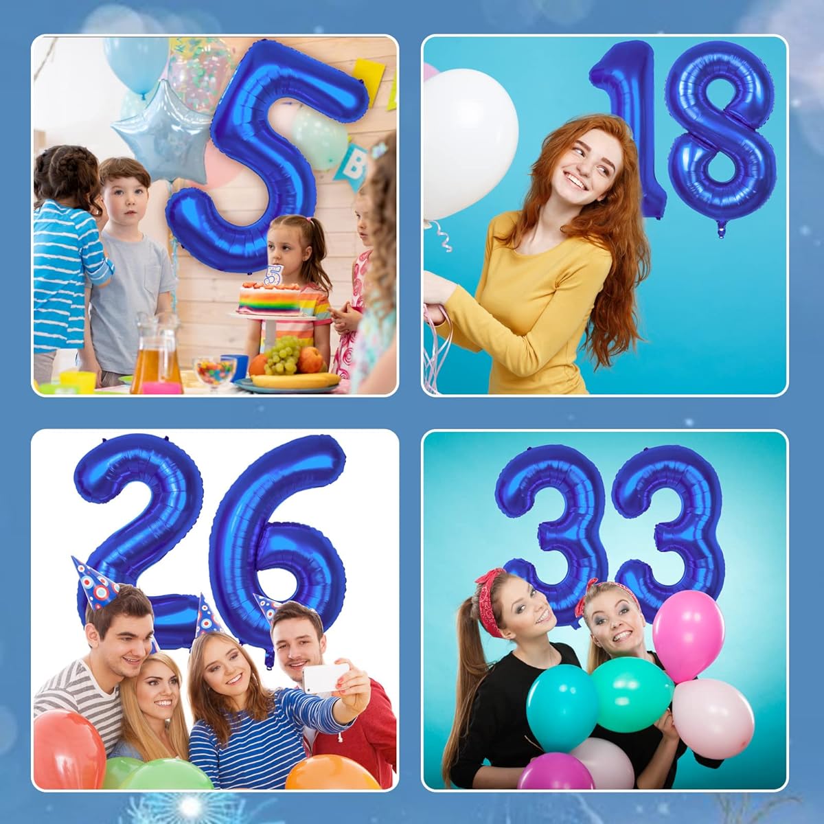 8 dark blue balloons