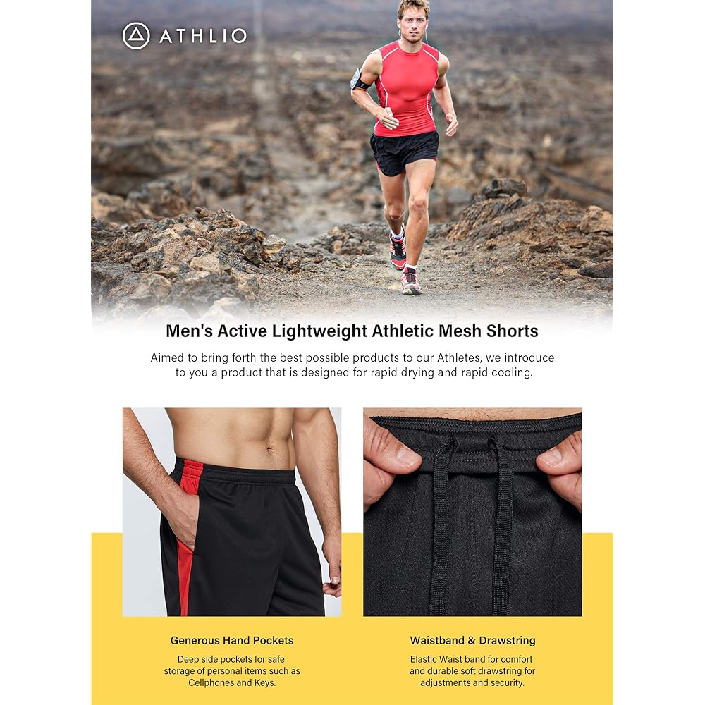 [ATHLIO] Shorts, Men's Training Pants, [UV Protection, Sweat Absorbent, Quick Drying] Pants, Running Wear, Sportswear, Soccer, Futsal, Basketball, Table Tennis