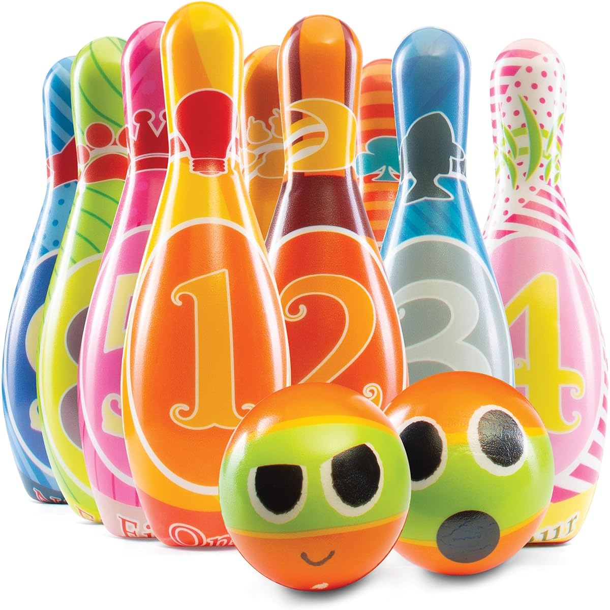 Play22 Kids Bowling Set with Carry Bag, Colorful 12 Piece Toy Bowling Set, Durable Soft Foam Set with 10 Pins and 2 Balls, Kids Bowling Set & Toddler Bowling Set, The Original