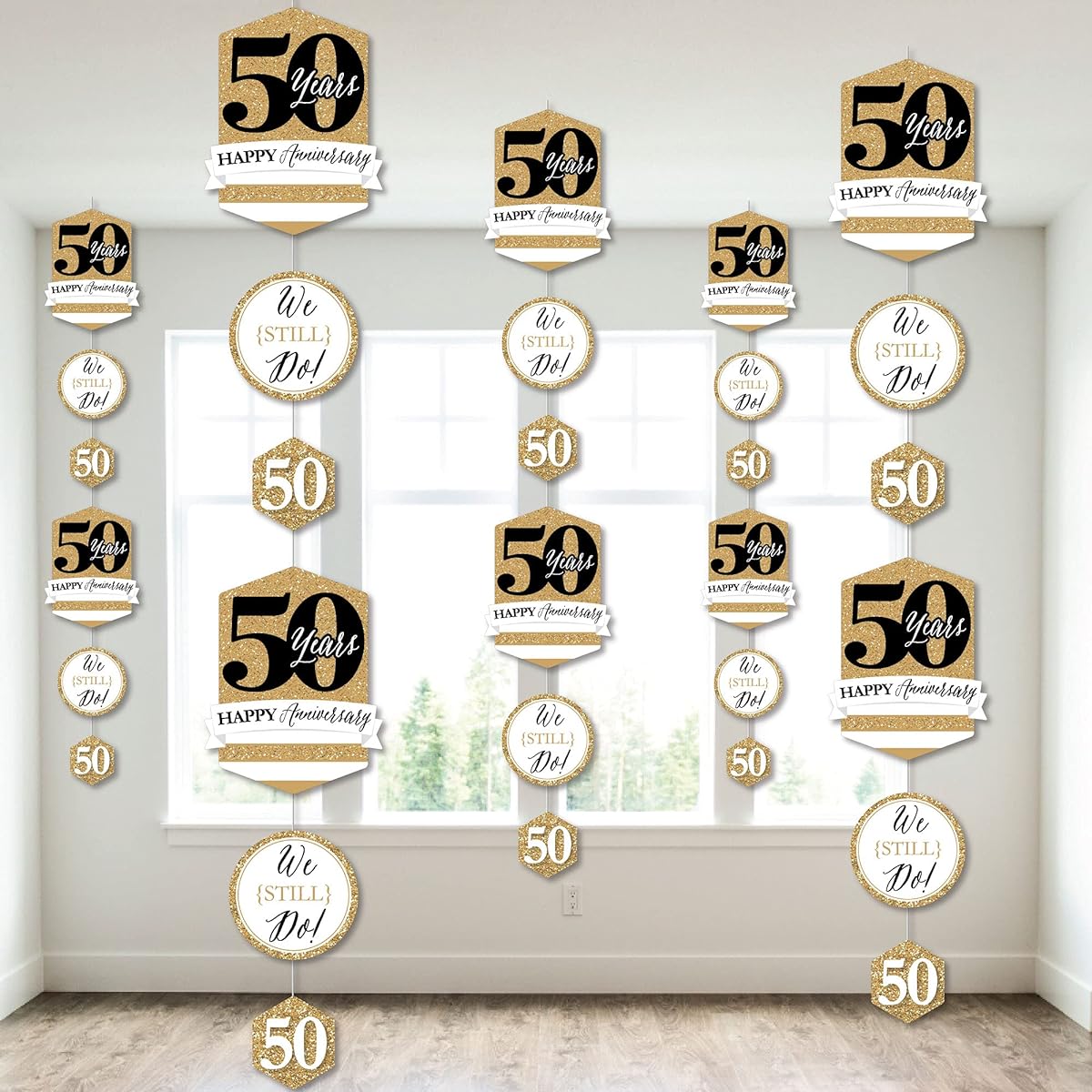Big Dot of Happiness We Still Do - 50th Anniversary Party DIY Backdrop - Hanging Vertical Decorations - 30 Pieces