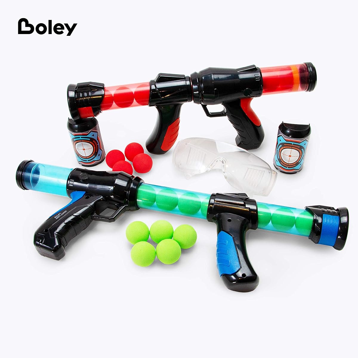 Boley Mega Ball Blaster and Goggles - 67 Piece Foam Ball and Plastic Toy Gun Set for Ages 3+