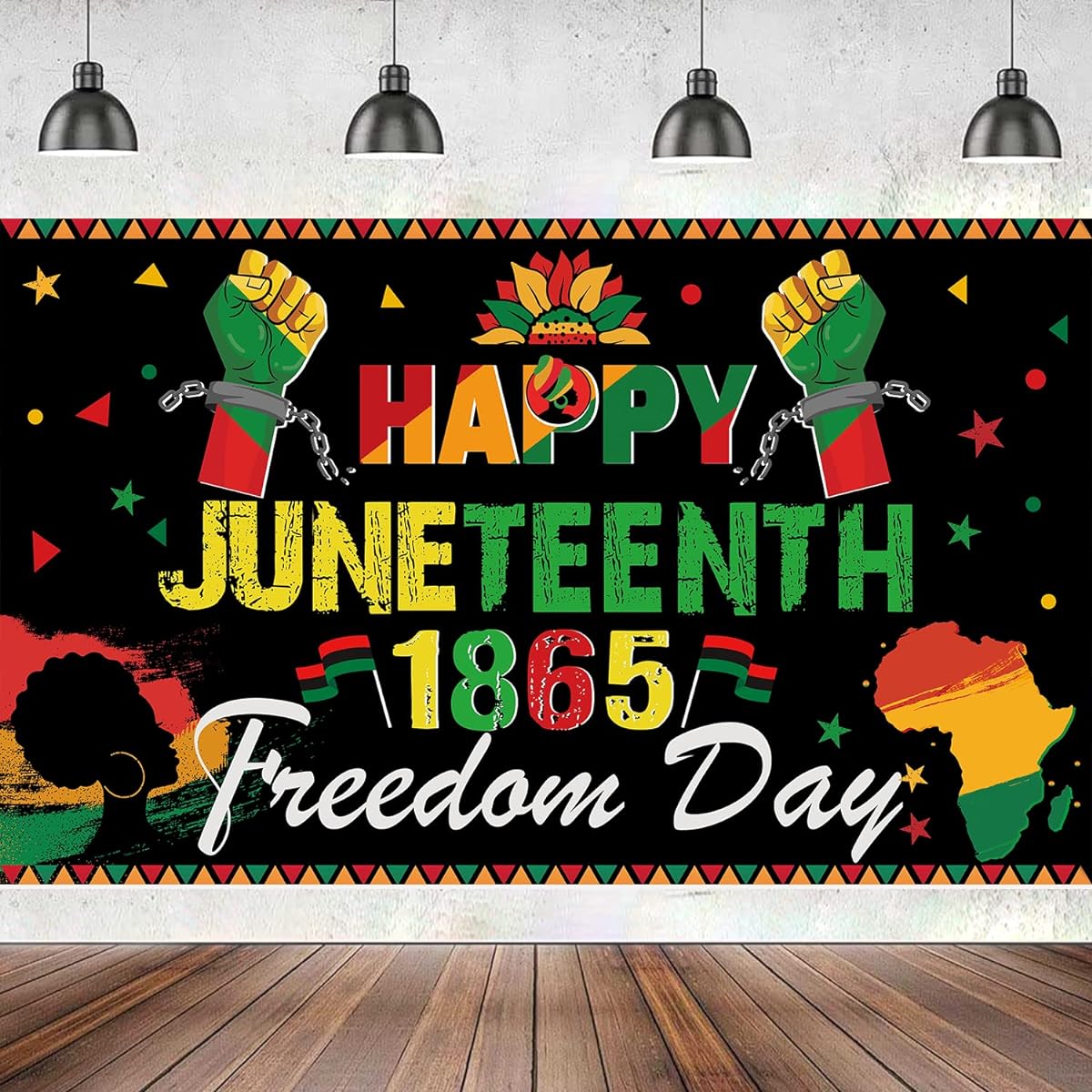 Large 71" x 43" Juneteenth Backdrop Happy Juneteenth Banner June 19 African American June 19 Independence Day Freedom Day