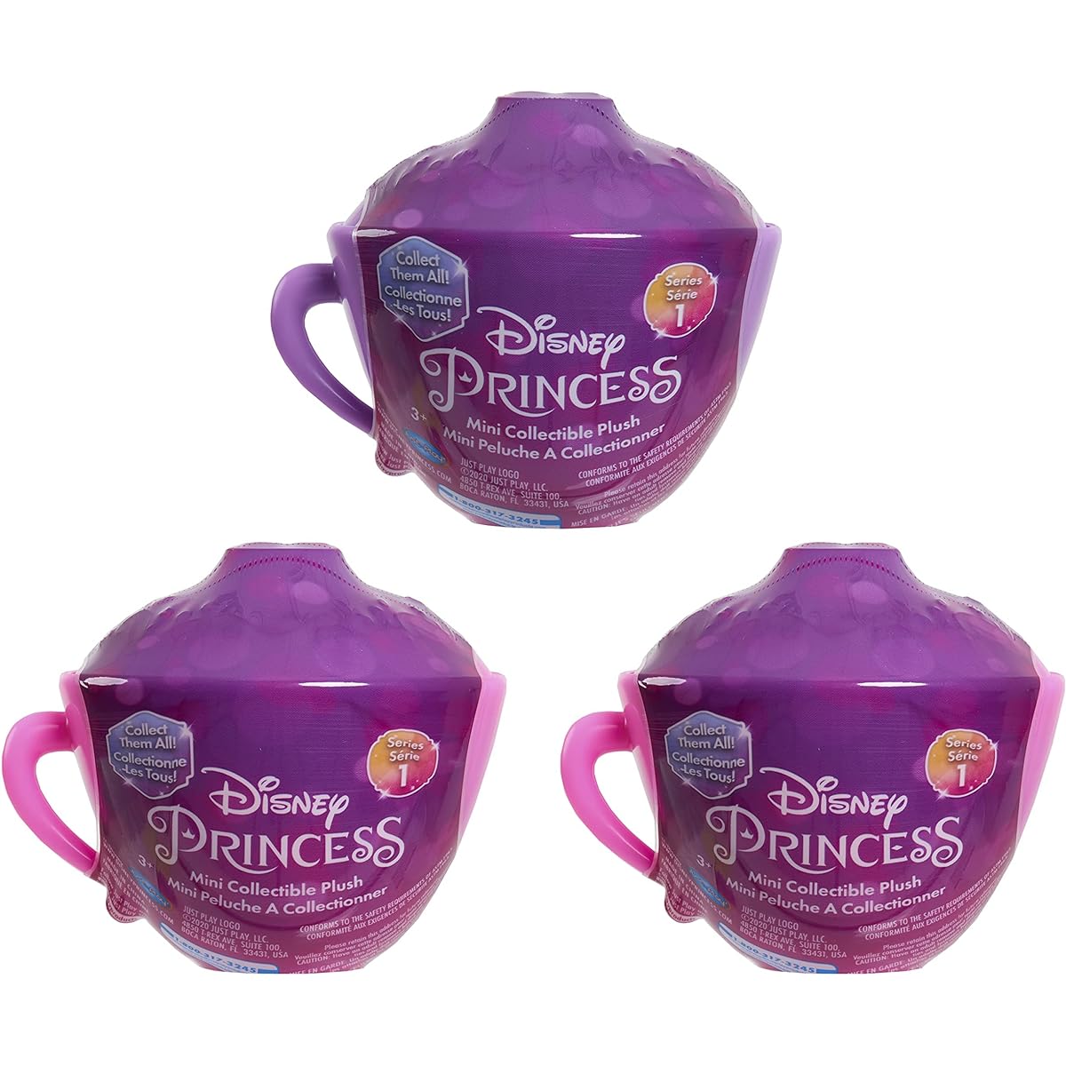 Disney Princess Mini Teacup Capsule Plush 3 Pack Collectible Mini Plush Styles May Vary