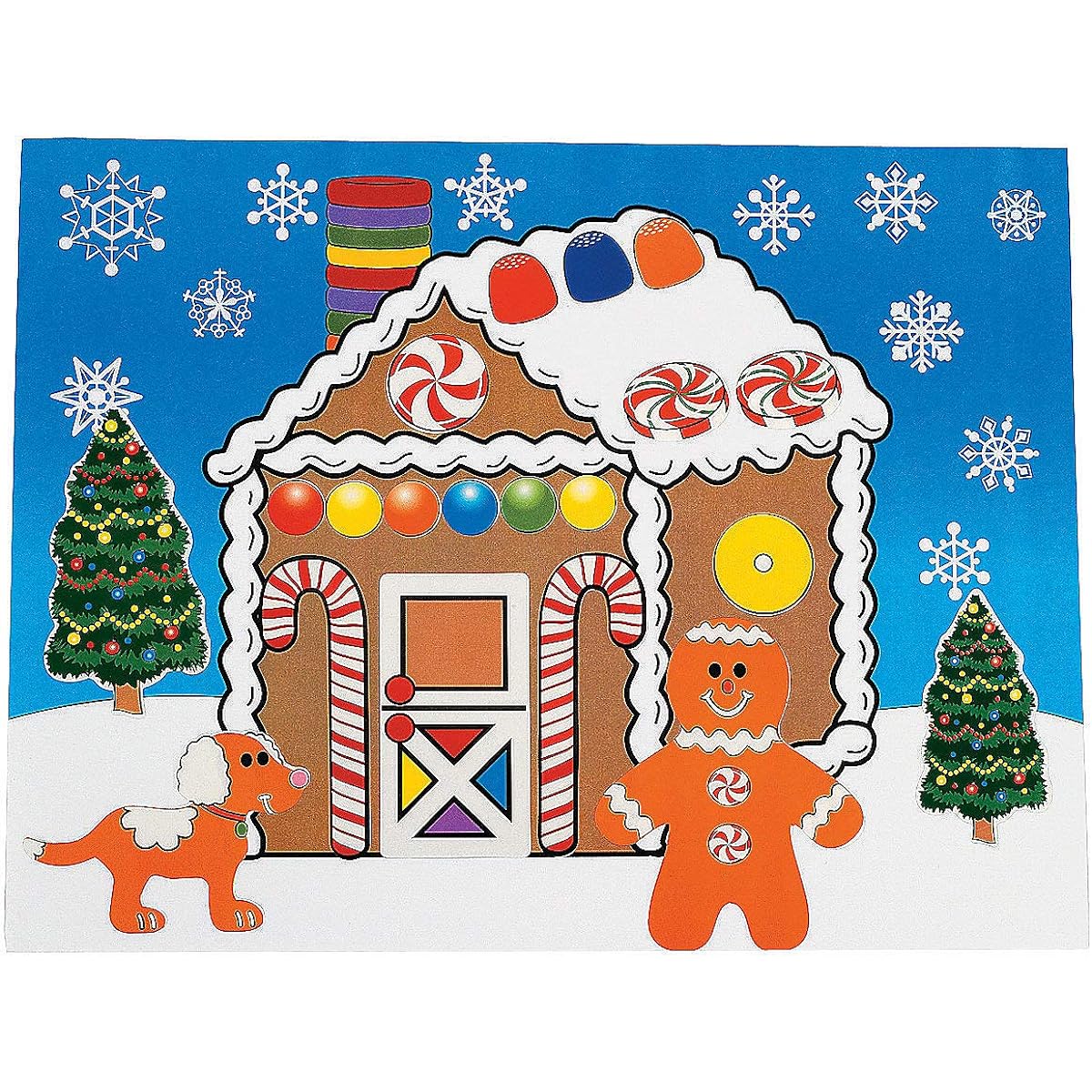Fun Express DIY Gingerbread House Sticker Scene (12 Background Papers and 12 Sticker Sheets)