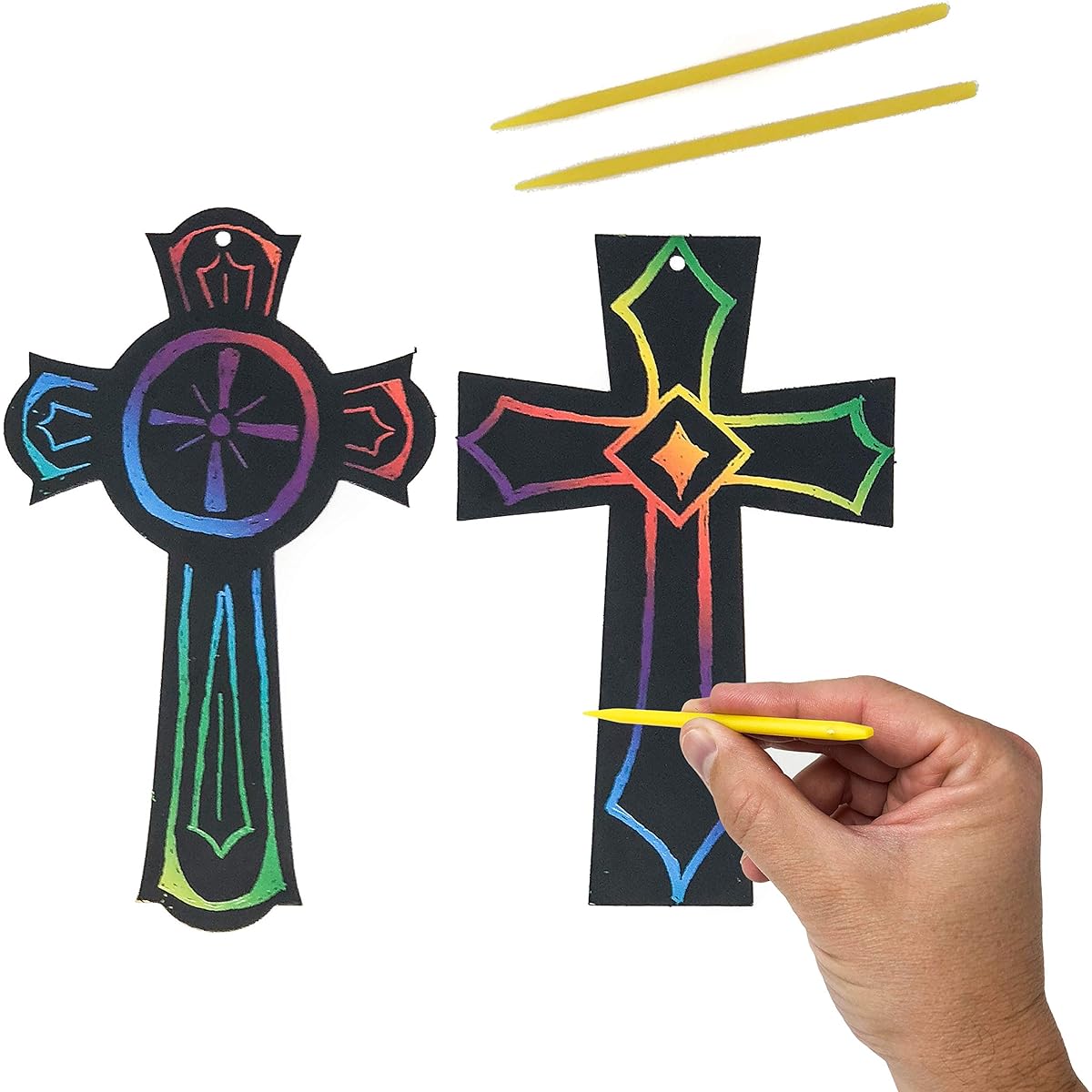 Scratch Art Cloth Ornament Craft Kit - Christmas & Easter Crafts for Kids (50 Pieces)