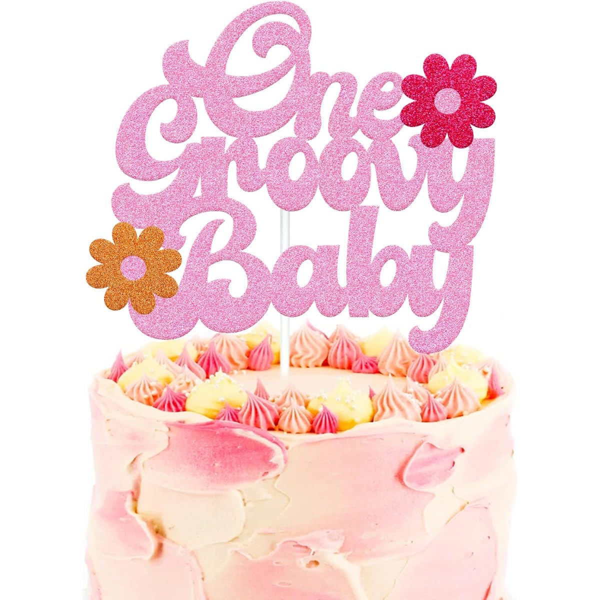 Groovy Baby Cake Topper Groovy Party Decorations Hippie Flower Boho 60S Theme for Girls First Birthday One Groovy Baby Party Supplies