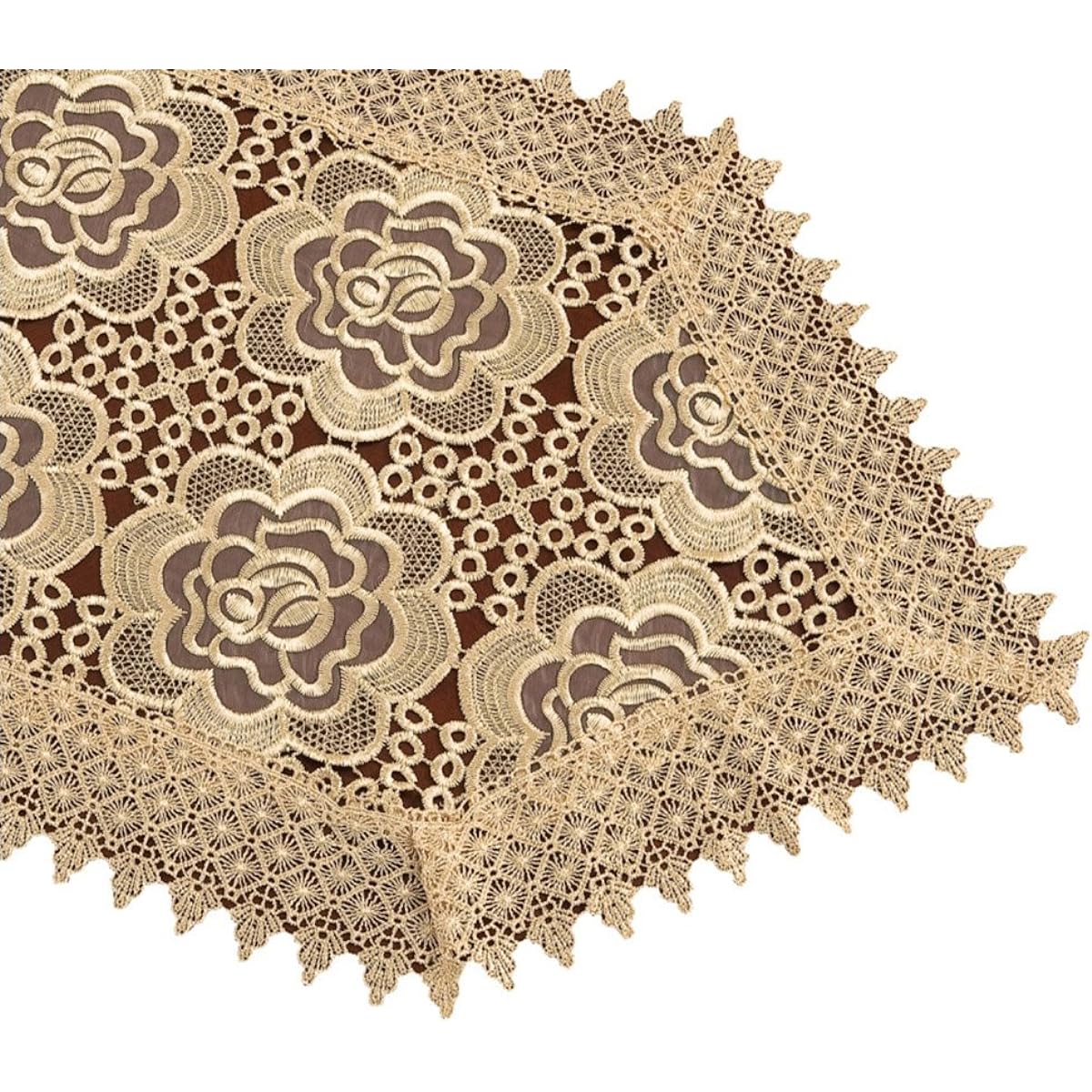 Simhomsen Lace Table Runner Embroidered Rose Flowers Translucent Gauze Beige Customizable 16*72 Inch Beige B00XTQA0FW