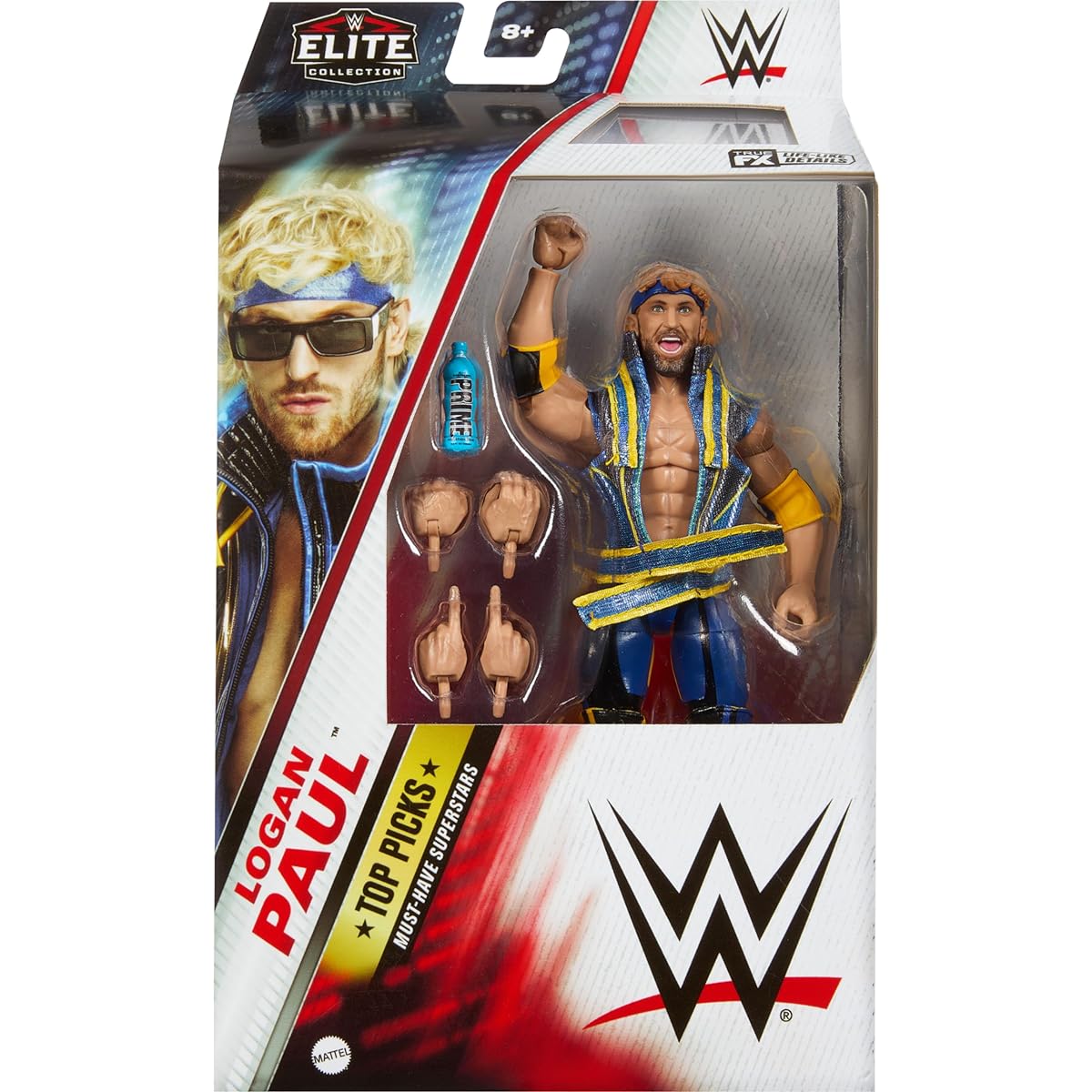 WWE Top Picks Elite Action Figure & Accessory Set Logan Paul 6" Collectible Hands Ring Gear 25 Points of Articulation