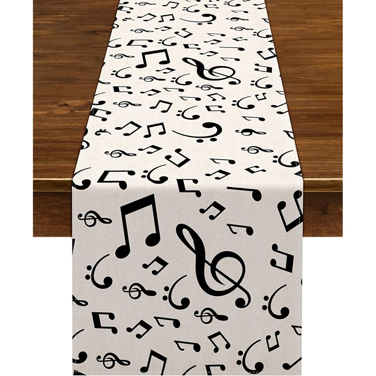 Nepnuser Linen Musical Notes Table Runner for Musical Events Birthday Party Wedding Decorations Farmhouse Home Dining Room Kitchen Table Decor (13" x 108")