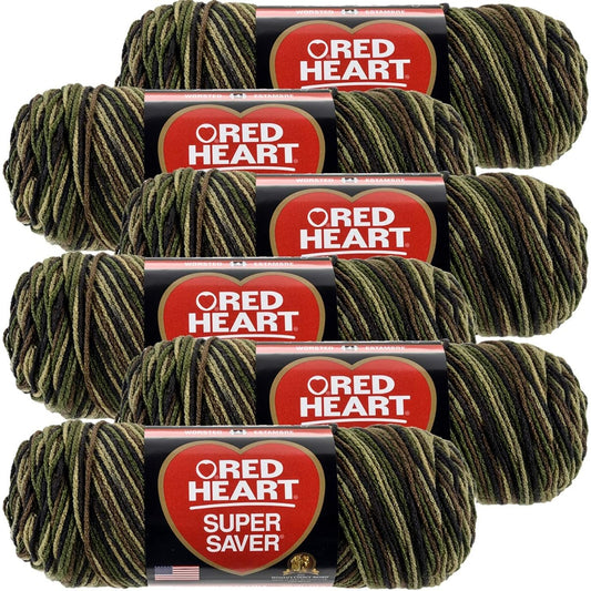 Red Heart Camo Super Saver Yarn 6 Pack 6 Pack