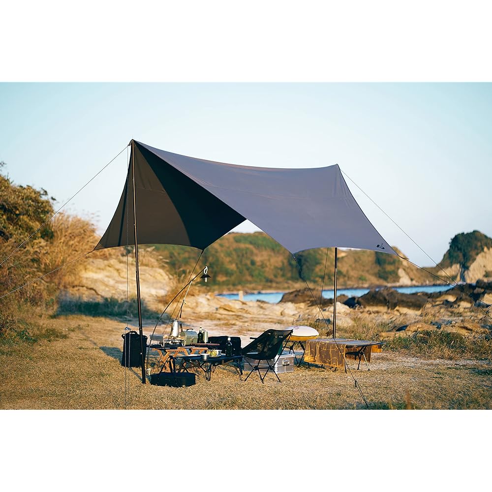 TOKYO CRAFTS Macaon TC Tarp Hexa Shape Gray TC Material Sun Shade 4m x 4m Bonfire Camping