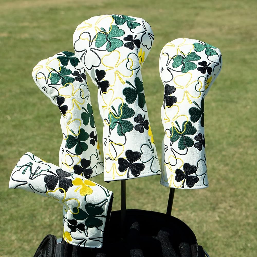 Golf Head Cover Barudan Golf Club Head Cover for Wood Popular Golf Head Cover Lucky Clover Specifications Driver Cover Fairway Wood Cover Utility Cover/Hybrid Cover Blade Head Cover PU Leather Golf Club Set