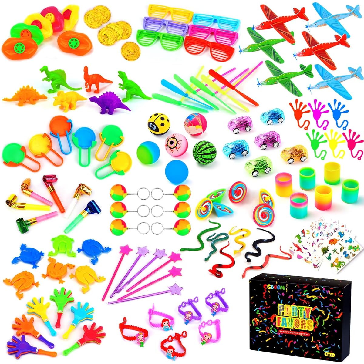 Pinata Fillers for Kids, CGBOOM 120 Pieces Pinata Fillers for Parties, Carnival Prizes, Birthday Packages, Christmas Gift, Student Prizes