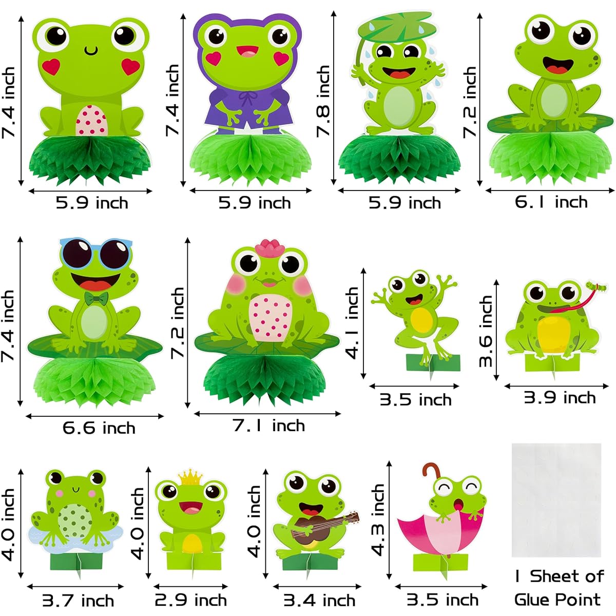 Xqumoi 12pcs Summer Frog Honeycomb Centerpieces Double Sided Table Toppers 3D Cardstock Table Decorations Kit Spring Insect Theme Party Supplies Photo Booth Props Kids Baby Shower Decorations