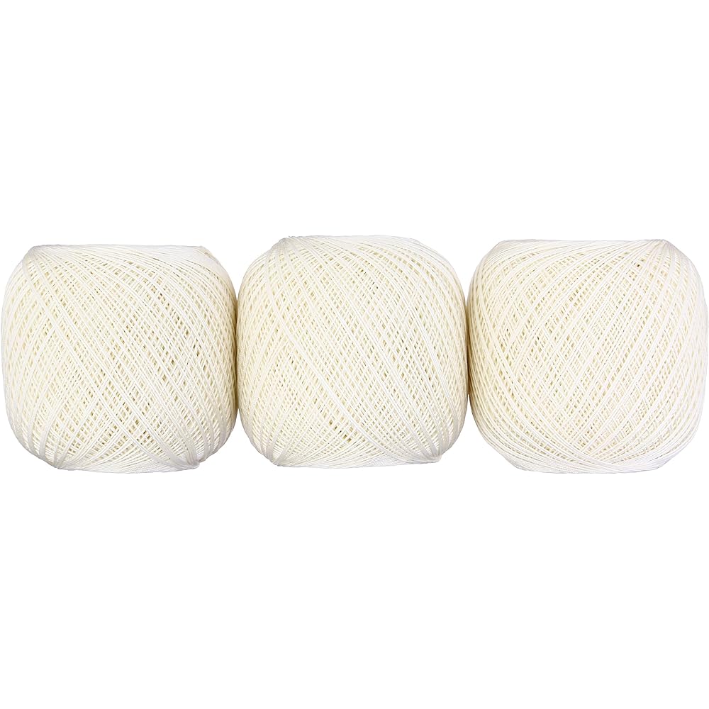 Olympus yarn Emmy Grande lace thread, fine col.804, cream type, 100g, approx. 436m, set of 3 beads
