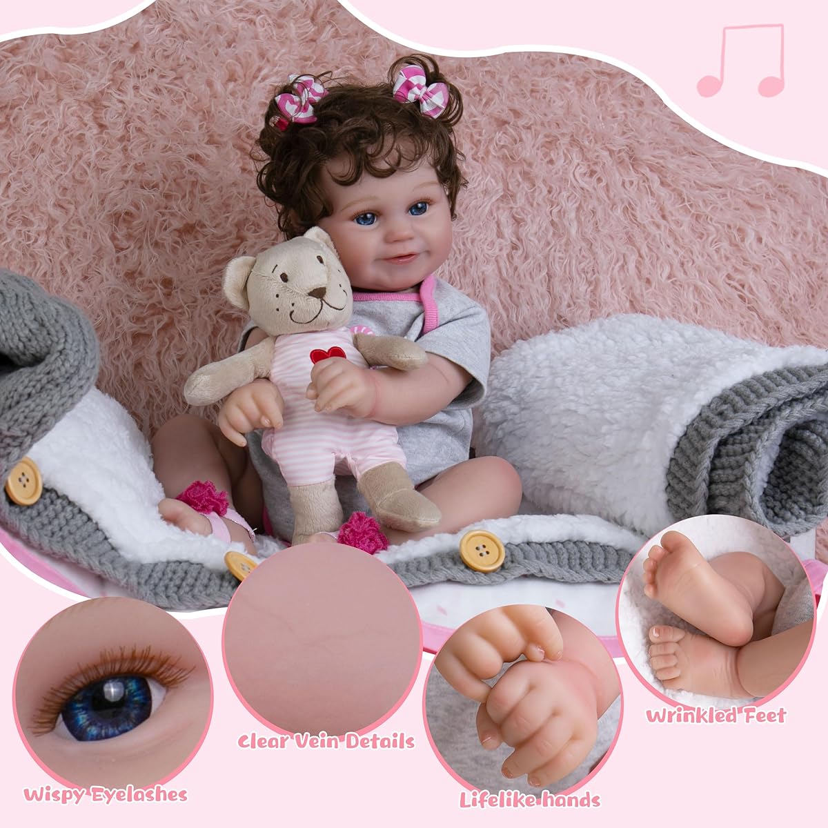 Milidool Reborn Baby Doll Silicone Baby Doll Toy Ages 3+