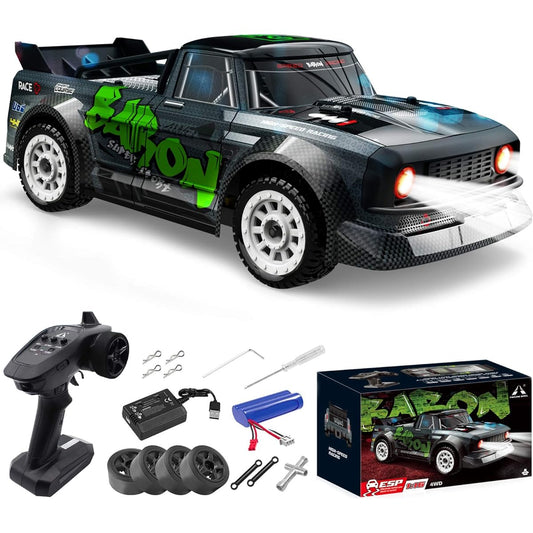 fisca 1/16 Remote Control High Speed Car 4WD RC Drift Racing Car High Speed 20MPH Truck 2.4Ghz Off-Road 4X4 Buggy Car Speed & Steering Control Vehicle Toy with Light for Kids and Adults