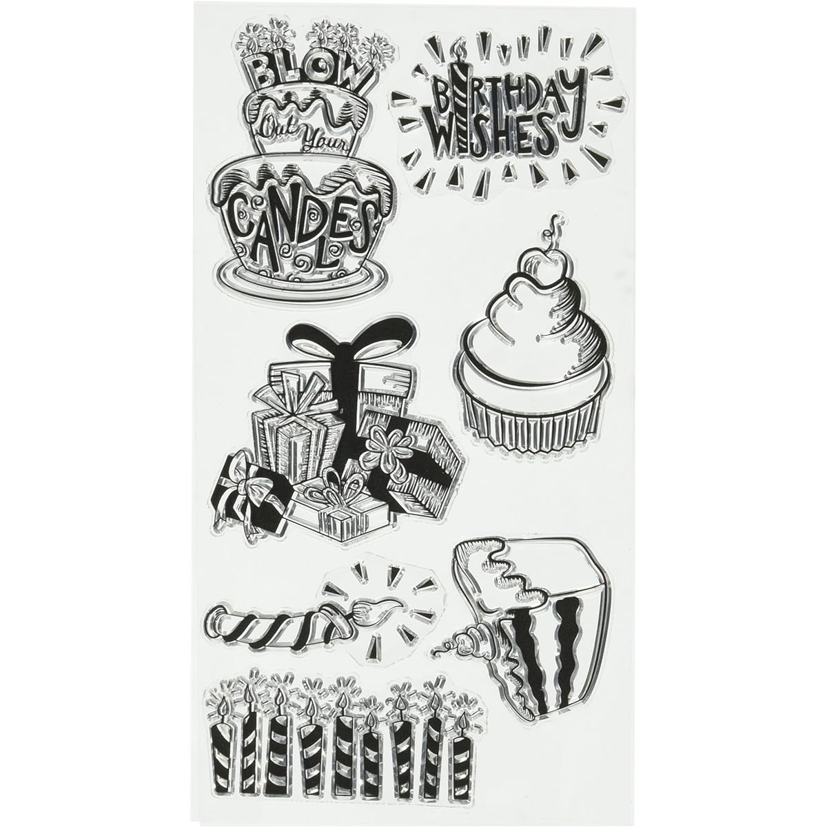 Sizzix 660634 Birthday Wishes Stamps by Lindsey Serata, Clear by Sizzix