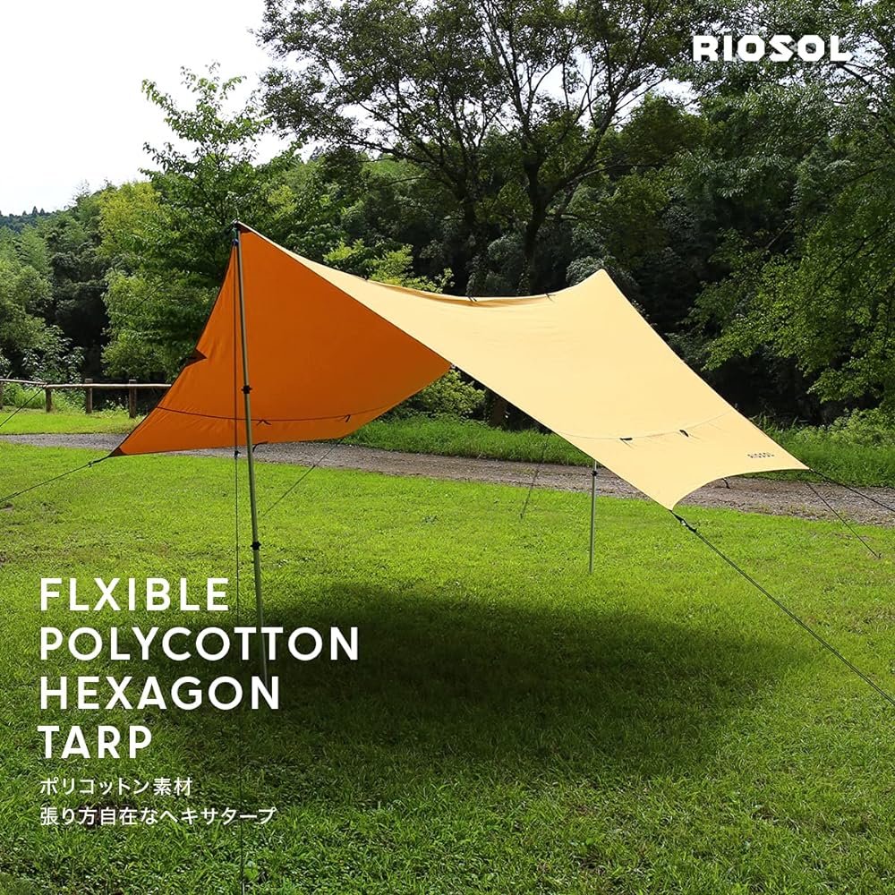 RIOSOL Flexible Polycotton Hexatarp 4.2mx4.1m Water Repellent Mildew Resistant Storage Bag Included