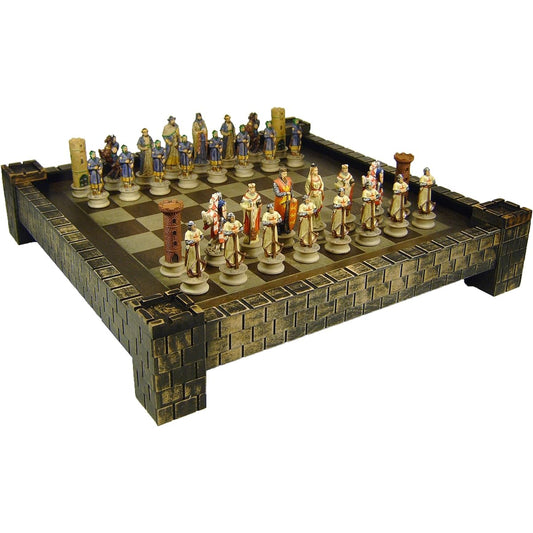 Medieval Times Crusades Arabian vs Christian Knights Chess Set w/ 17" Castle Board
