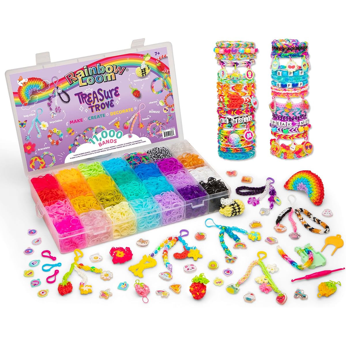 [LOVSAK] Rainbow Loom: Treasure Trove - DIY Rubber Band Bracelet Craft Kit with Case - 11,000 Loom Bands & Accessories, Design & Create, Ages 7+ Exclusive