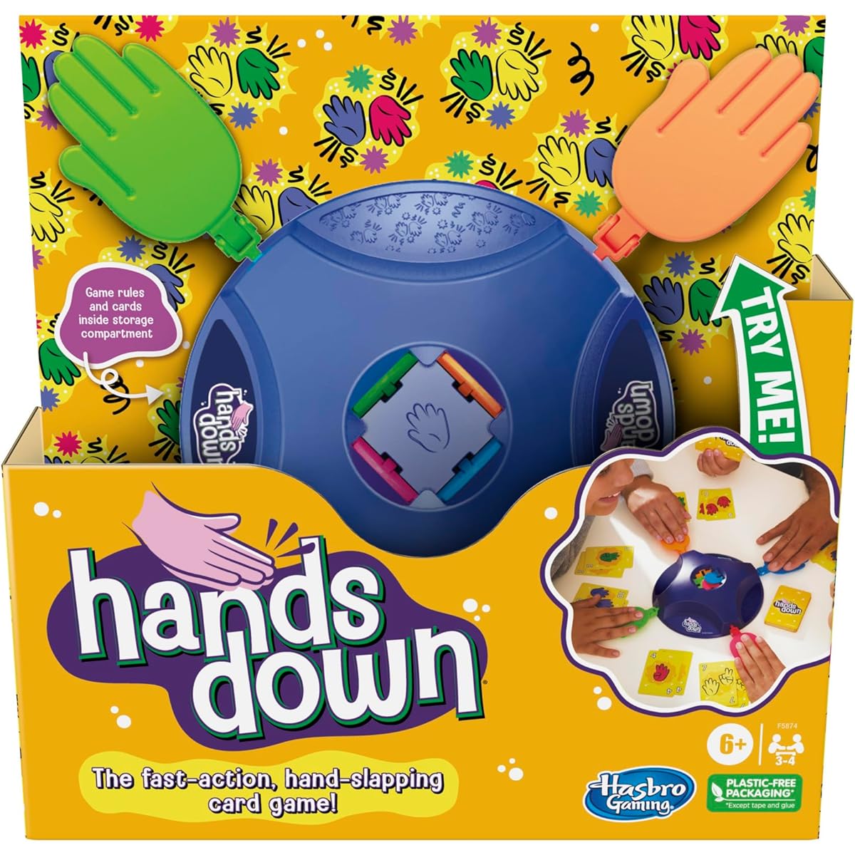Hands Down Game Fast-paced Hand Slap Kids Game Fun Family Card Game Ages 6+ For 3-4 Players