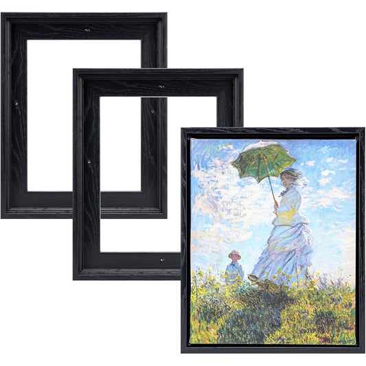 HUACANVAS Canvas Floater Frames 3 Pack Canvas Floating Frames 3/4" Deep Floater Frames for Canvas Floater Frames for Canvas Paintings Canvas Picture Frames (12"x16", Black)