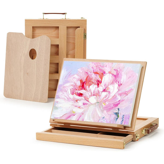 Portable Wooden Tabletop Art Easel for Painting Canvas Drawing Sketching for Artists Kids Beginners Students