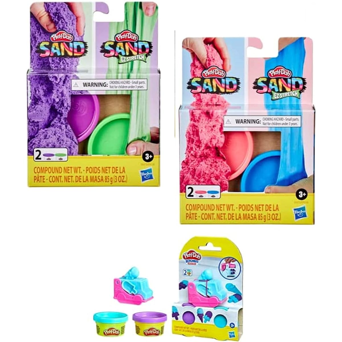 Play-Doh Sand Variety 6 Pack Purple & Green Pink & Blue Teal & Orange with Gift Play-Doh Mini Ice Cream Truck